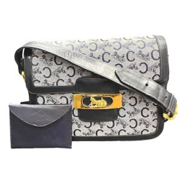 Celine Handbags - Celine Macadam Gray Leather Shoulder Bag
